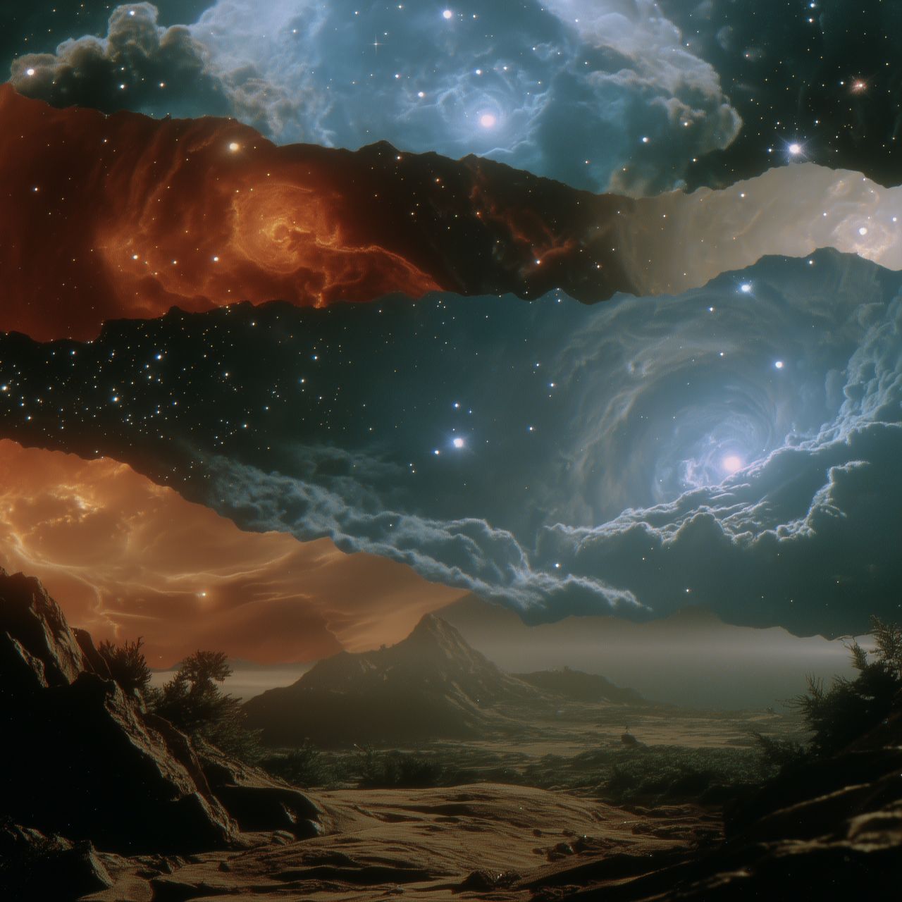 U4592745824 A stunning analog style collage blending galactic t 0ba50a1f 8a16 421e 8f67 b31c4153e58f